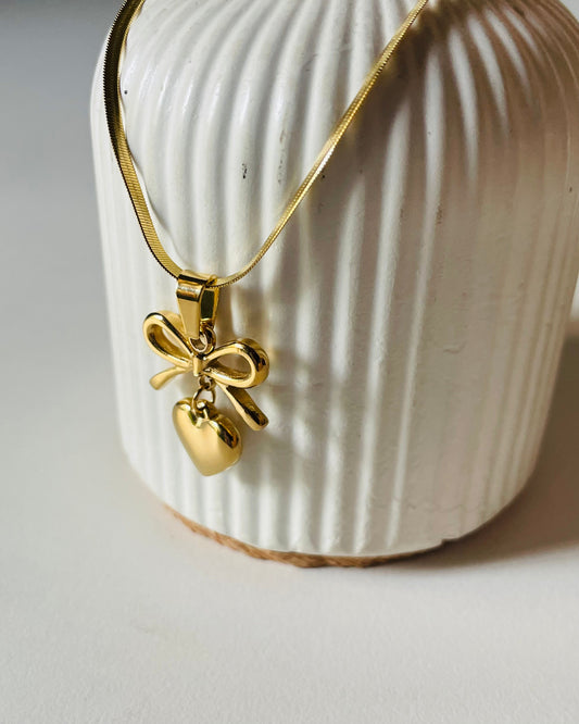 Trendy Heart Bow Necklace