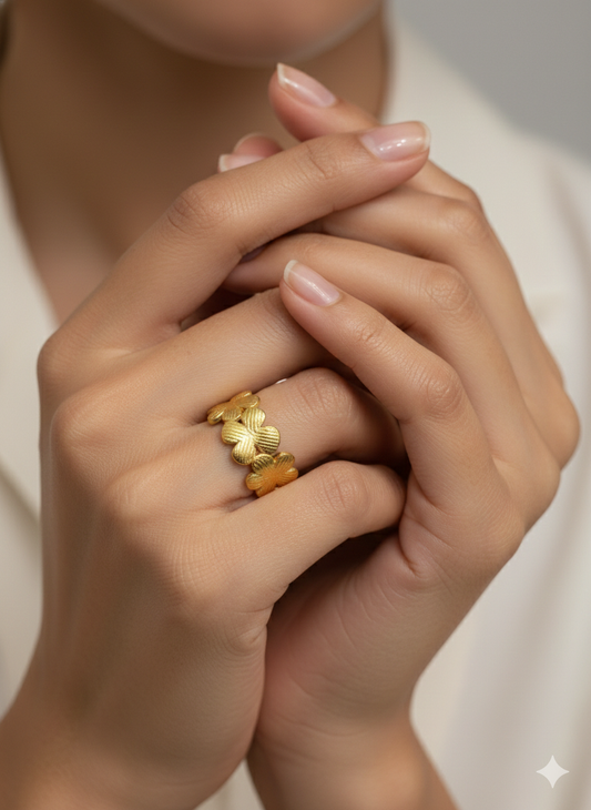 Anti Tarnish Flora Halo Ring