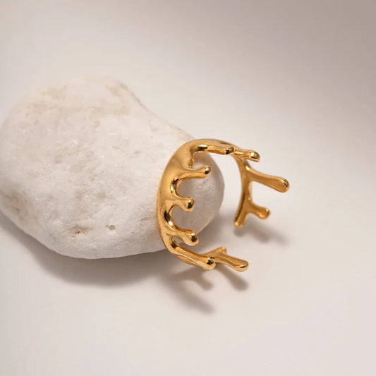 Silverscend Honey Drip Bangle and Ring Combo