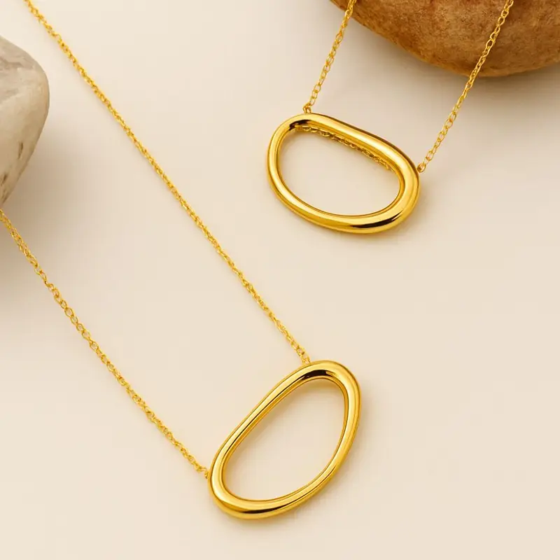 Oval Gold Plated Necklace