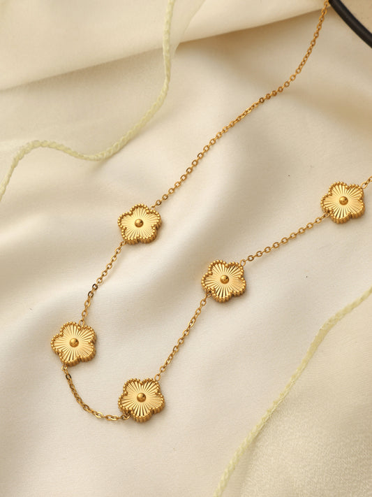 Golden Clover Chain Necklace 18K Gold Plated
