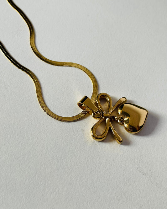 Trendy Heart Bow Necklace