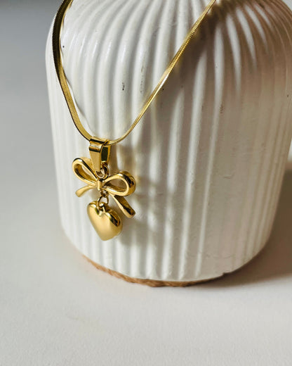 Trendy Heart Bow Necklace