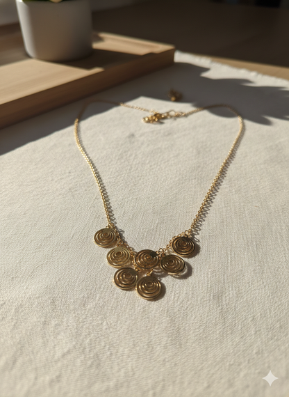 Anti Tarnish Spiral Necklace 18K Gold Plated