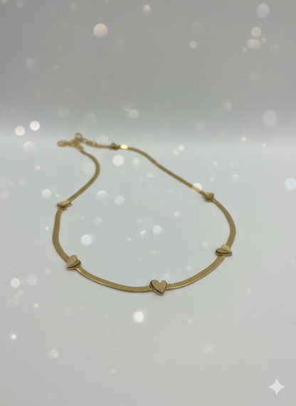 Anti Tarnish Matt Gold Heart Charms Necklace Earring Set